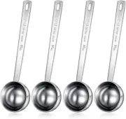 4 Pieces 2 Tablespoon Scoops with Long Handle, 30 ml Stainless Steel Silver