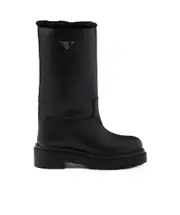 Leather and shearling boots 41 black