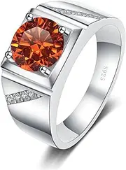 [WAHZAUS] 2ct Moissanite Wedding Bands for Men Round Cut D Color VVS1 Red/Green/Blue Diamond Rings Moissanite Engagement Rings with Certificate