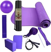 Yoga Kit - Exercise Mat with Yoga Blocks - Fitness Equipment for Women and Men, Includes Latex Resistance Band, Stretching Band