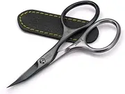 GERMANIKURE Nail and Cuticle Scissors - Self-Sharpening FINOX22 Titanium Coated Stainless Steel Professional Manicure Tools in Leather Case - Ethically Made in Solingen Germany - 2702