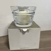 "Signed" MODERNIST JASPER CONRAN Waterford CRYSTAL AURA CANDLE Holder 4X5.5"