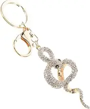 [ANDRESLAD] Cute Keychain Rhinestones Handbag Charm Snake Keyring for Women Car Key Chain