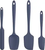 315℃ Heat Resistant Silicone Spatula: U-Taste High Heat Proof Flexible BPA-Free Non-Stick Bowl Scraper, Seamless Rubber Kitchen Utensils for Baking Cooking Mixing Cookware Set of 4 (Midnight Blue)
