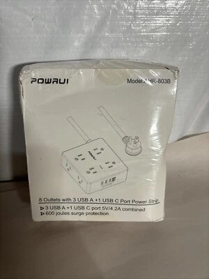 Surge Protector Power Strip - 6 Ft Flat Plug Extension Cord with 6 Ft, White