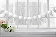 [PiurUf] Bunting Flags 5M 18 Rose Gold Paper Bunting Triangle Garland Wedding Bridal Shower Pendant Decoration Bunting (Color : Full Silver, Size : 5M 12 Flags)