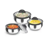Milton Clarion Jr Stainless Steel Gift Set Casserole with Glass Lid, Set of 3