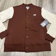 New Balance Fleece Bomber Jacket Brown/Linen Boys Size Large(14/16) NWT $42