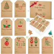 Christmas Gift Tags, 120Pcs Natural Kraft Gift Stickers for Christmas