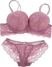 [DEARMAMY] Women's Underwear Set Push-up Bra Panty Suit for Honeymoon Wedding or Valentine's Day Purple