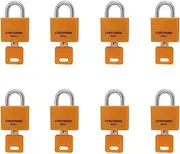 Set of 8 Small Locks，Covered Aluminum Keyed Alike Padlocks，30MM Weatherproof Lock with Same Key,Outdoor Padlock for Sheds, Storage Unit ，School Gym Locker, Toolbox