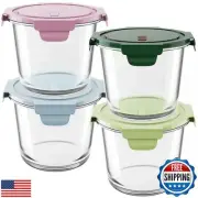 8 PCS Glass Meal Prep Containers with Lids, Airtight 3 Cup Glass Storage Cont