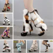 Faux Fox Fur Women Leg Warmers Covers Boot Cuffs Costume Socks Furry Fluffy