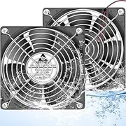 GDSTIME IP68 Waterproof Fan 120mm x 25mm 12V DC Brushless Computer Case Cooling Fan Dual Ball Bearings 2 Pin for RV Fridge Ventilation, 2 Pack