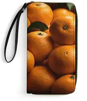 [BFGWK] Big Wallet Novelty Orange Stack Long Print Zipper Wallet Leather Wallet Suitable for Men and Women, Style, 19.8x10.5cm, Style, 19.7x10.5cm