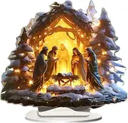 Tabletop Nativity Scene - Nativity Scene | Manger Scene Snow House Home Decoration | Nativity Manger Scene Christmas Ornament, Acrylic Manger Nativity Ornament for Shelves, Fireplace, Dinner Table, De