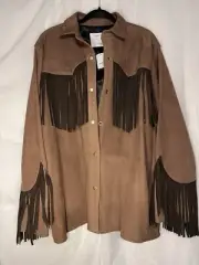 Free People Understated Sunburst Suede Shirt Jacket Women’s L