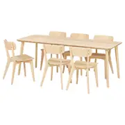LISABO / LISABO table and 6 chairs, ash veneer/ash veneer, 200 cm