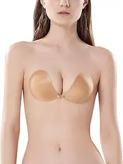 [NuBra] Seamless Push UP Backless Strapless Wirefree Bra Invisible Wireless Adhesive Bra Sexy Push Up Bras Lightweight Fabric Daily Bra Soft Comfy Bra for Women