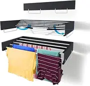 Wall Mounted Drying Rack, 100CM Clothes Drying Rack,Collapsible Drying Racks for Laundry,Clothes Hanger Rack Foldable,Clothing Rack,Retractable,Folding Dryer Rack,Wall Hanging Rack (Black)