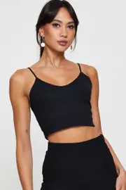 Black Singlet Top Sleeveless - Size XS, Women's Singlet