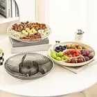 Durable Snack Tray Capacity Round Dried Fruit Plate with 6 Compartments Food