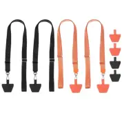 4Pcs Smart Phone Lanyard with 8 Patches, Black/Orange (55-30cm)