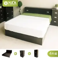 在飛比找momo購物網優惠-【YUDA 生活美學】房間組四件組 單人3.5尺 收納床頭箱