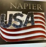 New Napier Silver Tone USA Patriotic American Flag Pin