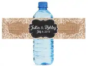 100 Burlap Lace Chalkboard Wedding anniversary Engagement Party Water Labels