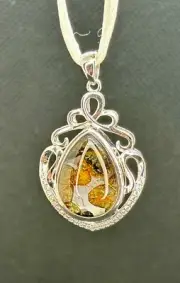 TOP QUALITY SERICHO PALLASITE METEORITE DROP PENDANT