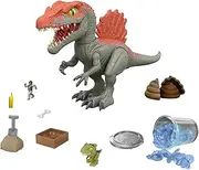 ​Mattel Jurassic World Cage Crasher Spinosaurus Dinosaur Action Figure & Unboxing Toy, Sand & Gel & Dough, Breakout & Discovery & Rescue Play