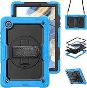 SLLMYYX for Samsung Galaxy Tab A8 Case 10.5 inch - Shockproof Cover with Screen Protector, Stand, Hand Strap, Shoulder Strap (2022, SM-X200/X205/X207), Sky Blue