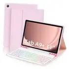 Case with Keyboard for For Samsung Galaxy Tab A9+ 11 inch 2023 Pink + White