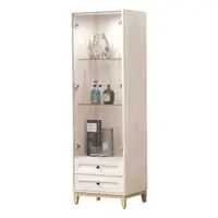 在飛比找momo購物網優惠-【BODEN】妮塔2尺玻璃門二抽展示高櫃/收納置物櫃