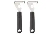 2PK MasterCraft Soft Grip Stainless Steel Kitchen Y Peeler Fruits Vegetables BLK
