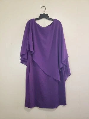 Pinup Fashions Womens Plus 18W Purple Sheath Midi Dress Draped Flowy Chiffon NWT