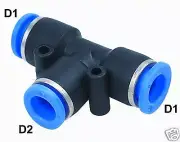 1pc ONE Quick Touch Push Fit In Tee Fitting REDUCER 1/2-1/4 MettleAir MTE1/2-1/4
