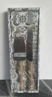 Rustic Sparkle and Bash Wedding Cake Knife & Server Set Burlap Twine - NIB