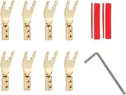 8X Speaker Y Spade Connector Plugs, Speaker Wire Cable Double Screw Locking Plugs Connectors