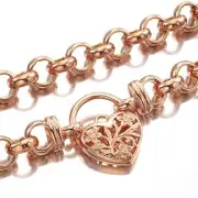 18ct Heavy Rose Gold Plated Belcher Chain Necklace with a Filigree Locket - USA Made