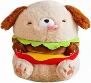 Cute Hamburger Dog Plush Toy,Soft Puppy Plushies Pillow,Kawaii Dog Cheeseburger Stuffed Animal Birthday Gift
