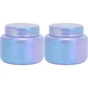 2x Annabel Trends Glass Opal Jar Home/Bathroom Storage Organiser Sml Periwinkle