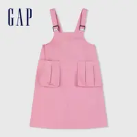 在飛比找蝦皮商城優惠-Gap 女童裝 Logo工裝吊帶洋裝-粉紅色(890511)