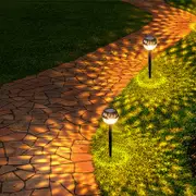 Solar Garden Lights 2Pcs 9LEDs Solar Pathway Lights Outdoor Stake Lamp IP65 Waterproof Stand Lamp