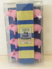 Pink Corn Holders Pigs 4 Sets Stainless Steel Prongs New
