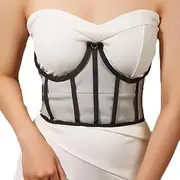 [Generic] Underbust Corset Belt With Open Cup and Underwire - Lace Waist Cincher for Short Torso