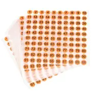 Round Number Stickers, 10mm Dia Number 1-100 Coated Paper Label 15 Sheets Orange
