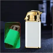 Luminous Magic Double Flame Lighter,Dual Arc Lighter Jet Flame Refillable, Arc Plasma Lighter Electric Lighter Designed with Crocodile/Dolphin Shape (Dolphin -White/Luminous)