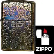 Zippo 2GI-Z5KARA Lighter, Windproof, Brass, 5-Sided Processing, Japanese Pattern, Arabesque with Special Stickers, Gold
